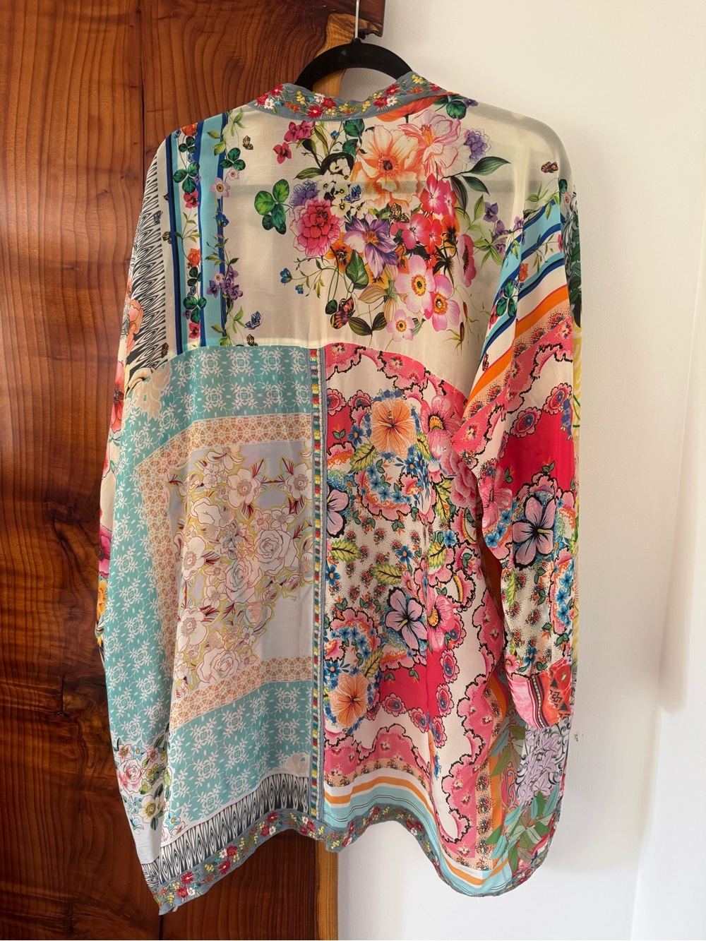 Johnny Was Multicolor Floral Patchwork Kimono Jacket - Picture 4 of 4